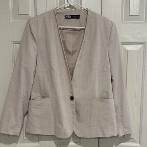 Zara Women's Light Beige Suit Jacket